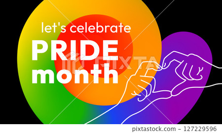 Happy Pride Month Banner with Rainbow Ribbon Happy Pride Month Banner with Rainbow Ribbon 127229596