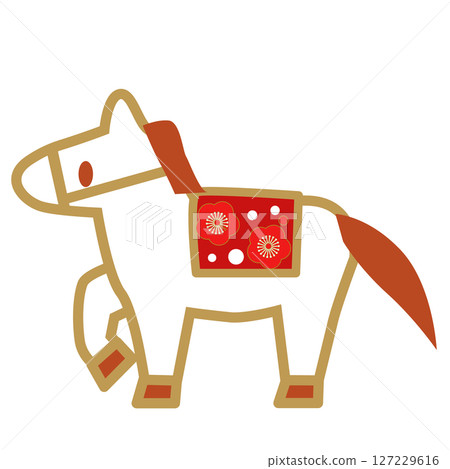 馬圖示插圖新年賀卡材料 127229616