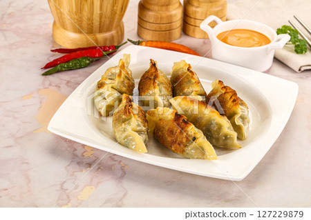 Japanese fried Gyoza stuffed dumplings 127229879