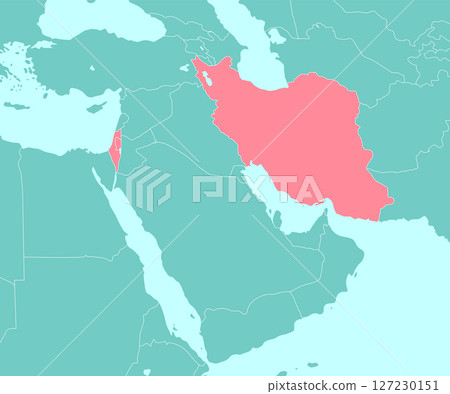 中東地圖插圖/以色列與伊朗（無文字） 127230151