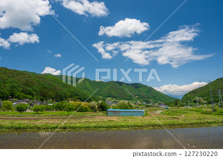 Rural scenery in Nagano Town: A tranquil rural landscape Rural scenery in Nagano Town: A tranquil rural landscape 127230220