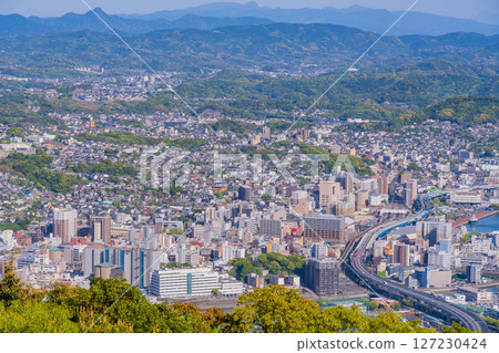 (Nagasaki Prefecture) View of downtown Sasebo and the mountain side from the Yumiharidake Observatory during the day 127230424