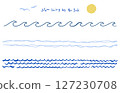 Hand-drawn wave pattern and sea line material set | Wave, sea, water, line, hand-drawn 127230708