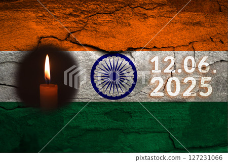 Crash plane in India. News India 2025. Flag background Crash plane in India. News India 2025. Flag background 127231066