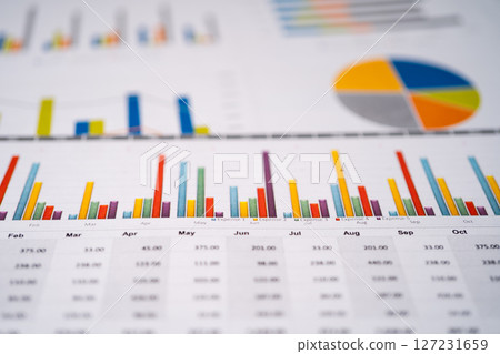 chart or graph paper. Financial, account, statistics and business data concept. 127231659