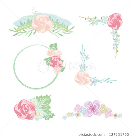 Purple and pink floral frame set 127231760