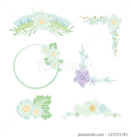 紫色和白色花卉框架集 127231761