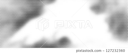Honeycomb halftone Hexagon honeycomb pattern background gradient fade halftone vector geometric texture digital effect. 127232360