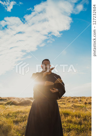 Priest Finding Holy Spirit In The Nature Priest Finding Holy Spirit In The Nature 127232684