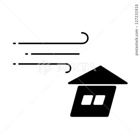 Illustration of a house vulnerable to strong winds Illustration of a house vulnerable to strong winds 127232918
