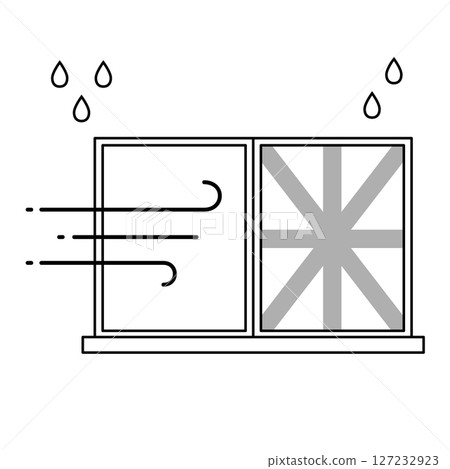 Illustration of typhoon prevention by taping windows Illustration of typhoon prevention by taping windows 127232923