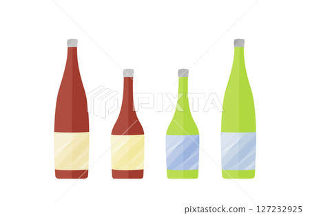 清酒瓶的水彩插圖 127232925