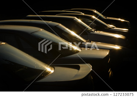 Cars at sunset on the street in the summer 127233075