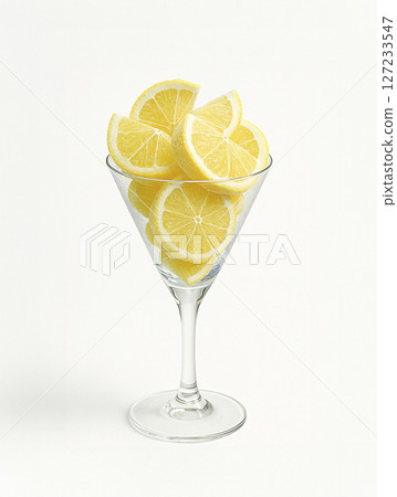 Cut lemon in a glass 127233547