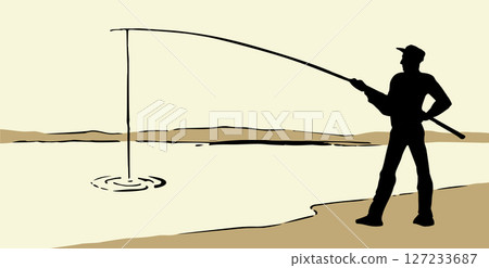 Vector drawing. Man catching fish Vector drawing. Man catching fish 127233687