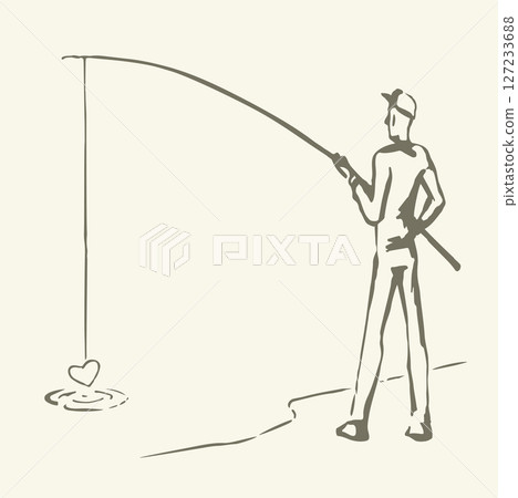 Vector drawing. Man catching fish Vector drawing. Man catching fish 127233688