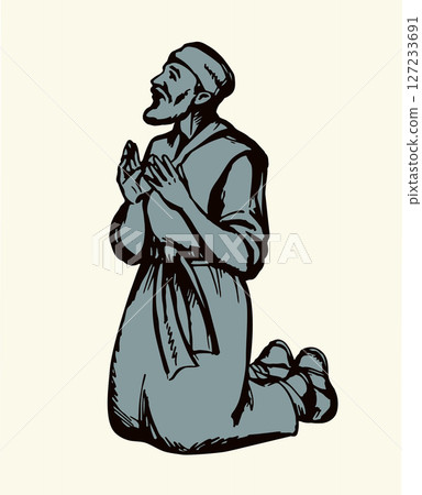 Vector drawing. Jesus healing a man Vector drawing. Jesus healing a man 127233691