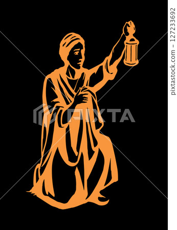 Vector drawing. Girl with lantern Vector drawing. Girl with lantern 127233692