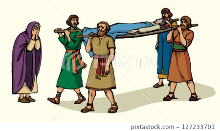 Vector drawing. Funeral of the man 127233701