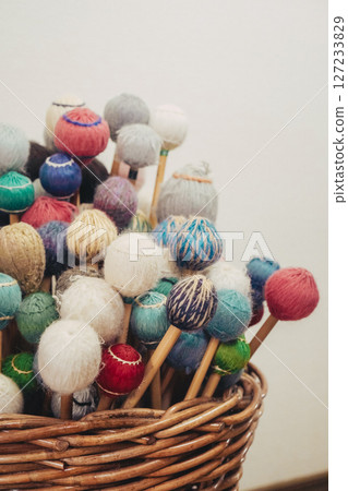Colorful mallets in a basket Colorful mallets in a basket 127233829