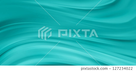 Smooth elegant Teal Turquoise Blue satin texture abstract background. Luxurious flowing background design. Vector Drapery Wallpaper BG 127234022