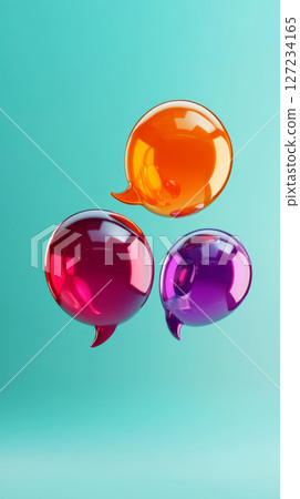 Colorful 3D Speech Bubbles on Vibrant Backgrounds 127234165