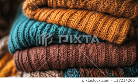Cozy Folded Knitted Sweaters in Warm Autumn Colors 127234200