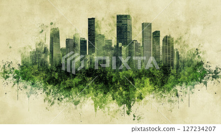 Green Urban Skyline Blending with Nature Green Urban Skyline Blending with Nature 127234207