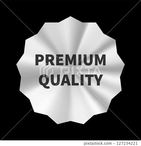 Silver metallic Premium Quality label. Ideal for advertising, ecommerce, and business branding. Silver metallic Premium Quality label. Ideal for advertising, ecommerce, and business branding. 127234221