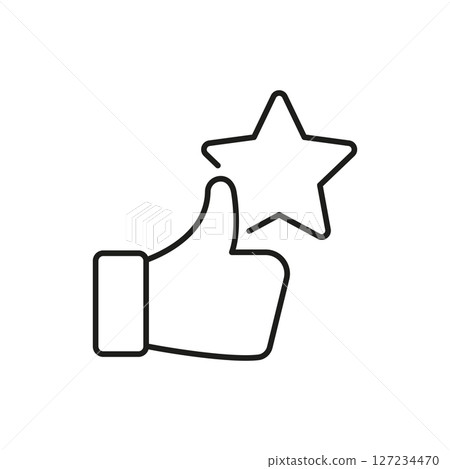 Thumbs Up With Star Line Icon. Positive Feedback, Approval, And Quality Rating Outline Symbol. Customer Satisfaction And Excellence Representation. Editable Stroke. Isolated Vector Illustration Thumbs Up With Star Line Icon. Positive Feedback, Approval, And Quality Rating Outline Symbol. Customer Satisfaction And Excellence Representation. Editable Stroke. Isolated Vector Illustration 127234470