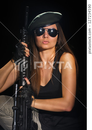 army girl in glasses 127234590