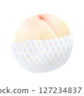 White peach wrapped in a fruit cap (honhaku peach) 127234837