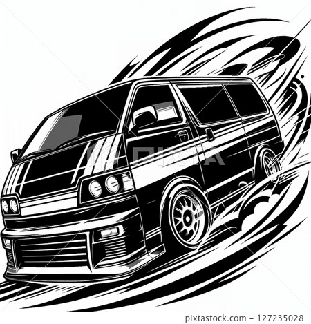 一輛賽車衝向山路!充滿速度感的插畫,如同頭文字D的風格 一輛賽車衝向山路!充滿速度感的插畫,如同頭文字D的風格 127235028