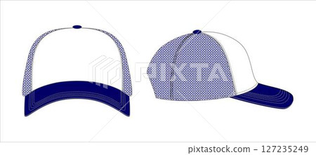 trucker hat template, isolated background, vector template, Technical Drawing Illustration trucker hat template, isolated background, vector template, Technical Drawing Illustration 127235249
