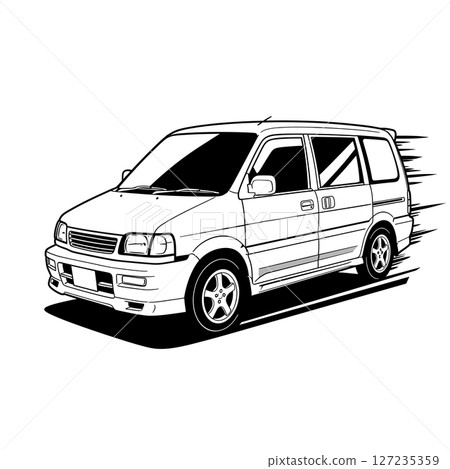 時尚的小型貨車插畫！非常適合用作SNS圖標和網頁素材 127235359