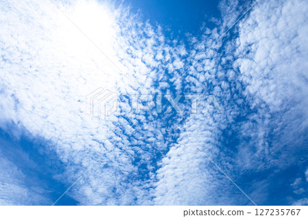 A refreshing blue sky and cirrocumulus clouds 127235767