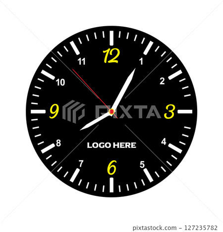 Black Clock Face with Yellow Numbers High Resolution Clock Image Black Clock Face with Yellow Numbers High Resolution Clock Image 127235782