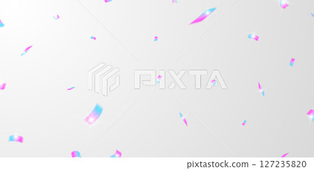 Light effect and zigzag ribbon falling from above on a beam of light, tinsel vector 127235820