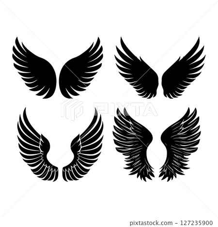 Four Styles of Black Wings Graphics Designs Four Styles of Black Wings Graphics Designs 127235900