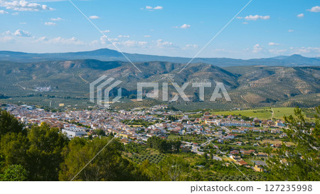 aerial view of Cuevas de San Marcos, Spain aerial view of Cuevas de San Marcos, Spain 127235998