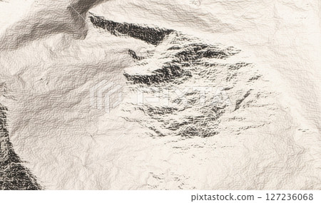 Abstract silver foil texture with a glossy, aluminum like finish. Soft, crumpled surface with a 127236068