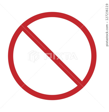 Red ban sign with prohibition symbol. Warning for restricted entry, safety caution, and hazard 127236119