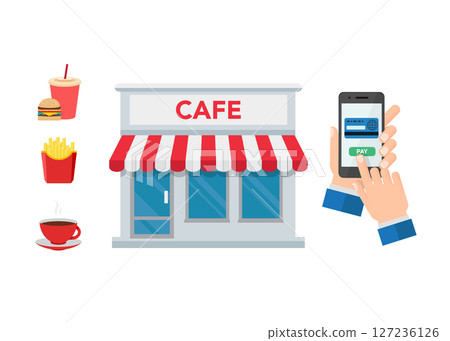 Buying and paying for fast food in the application on mobile phone Buying and paying for fast food in the application on mobile phone 127236126