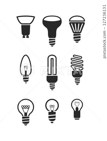 Set of light bulb icons on a white background. Stock illustration. Set of light bulb icons on a white background. Stock illustration. 127236131