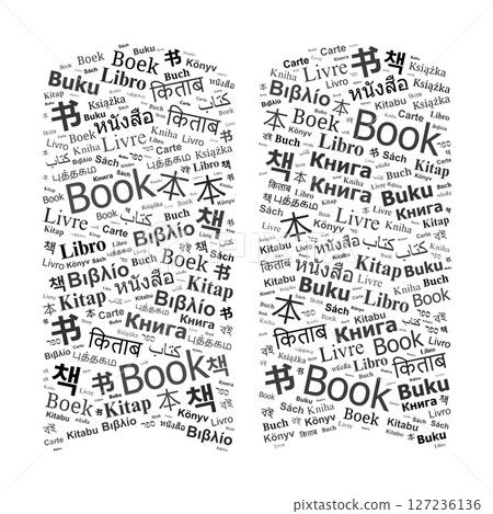 Book Word Cloud Illustration in Multiple Languages 127236136