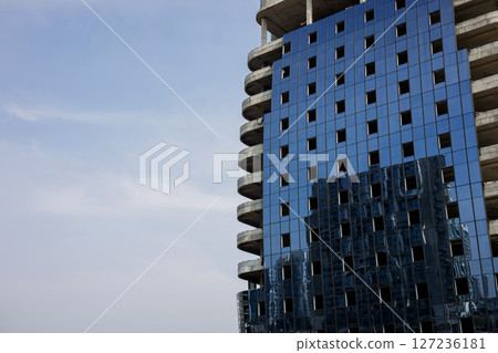 glazing of facade of a residential building glazing of facade of a residential building 127236181