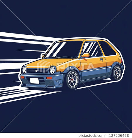 A colorful retro hatchback! Perfect for social media icons and pop designs 127236428