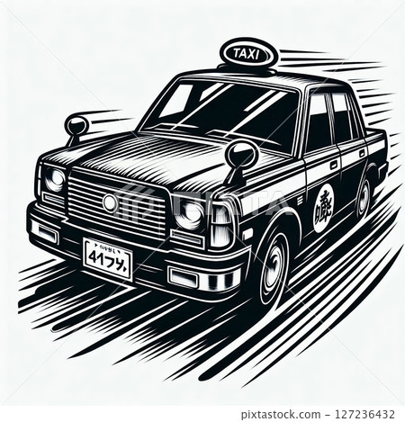 超速行駛的日本計程車！時尚圖示和設計素材 127236432