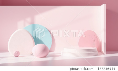Soft Pastel Display with Spheres and Circles Soft Pastel Display with Spheres and Circles 127236514