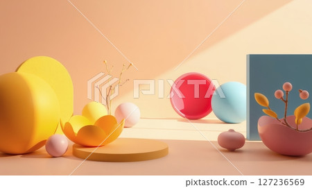 Abstract Still Life with Spheres and Colors 127236569
